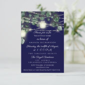 Bruiloft Feest Rustic Hout Goud Navy Potten Lichtj Kaart (Staand voorkant)