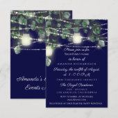 Bruiloft Feest Rustic Hout Goud Navy Potten Lichtj Kaart (Voorkant / Achterkant)