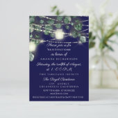 Bruiloft Feest Rustiek Hout Goud Navy Potten Licht Kaart (Staand voorkant)