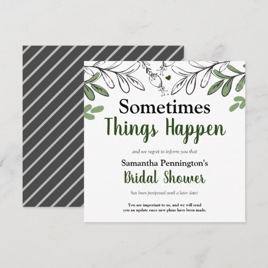 Bruiloft Feest Soms Gebeurt Het Uitgesteld Kaart (Voorkant / Achterkant)