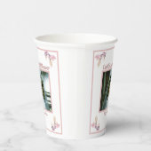 Bruiloft Feest Stof Roze Foto Papieren Bekers (Rechts)