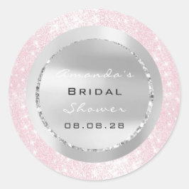 Bruiloft Feest Sweet 16 Pink Glitter Grijs Ronde Sticker