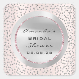 Bruiloft Feest Sweet 16 Roos Glitters Grijs Confet Vierkante Sticker