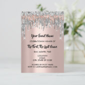 Bruiloft Feest Sweet 16 Roos Zilver Glitter Drip Kaart (Staand voorkant)