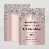 Bruiloft Feest Sweet 16 Roos Zilver Glitter Drip Kaart (Voorkant / Achterkant)