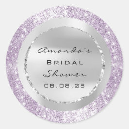 Bruiloft Feest Sweet 16de Paarse Glitter Grijs Ronde Sticker
