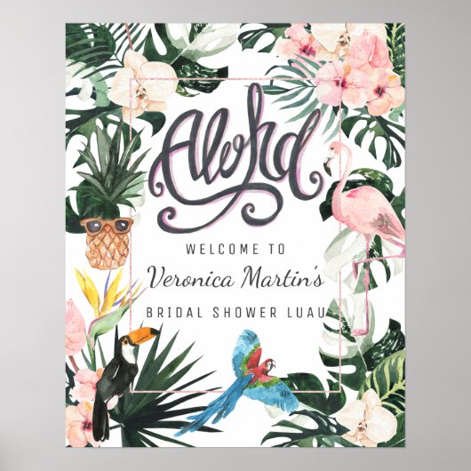 Bruiloft Feest Welkom Bord | Tropische Chic Poster (Voorkant)