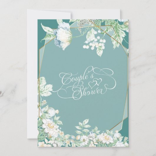 Bruiloft Feest | Wilde Bloemen en Bessen Geometris Kaart (Voorkant)