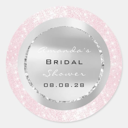 Bruiloft Feest Zoete 16e Roze Glitter Grijs Ronde Sticker (Voorkant)