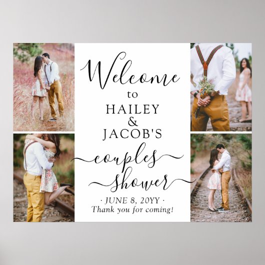 Bruiloft Feestelijke Begroeting 4 Foto Collage Poster (Voorkant)