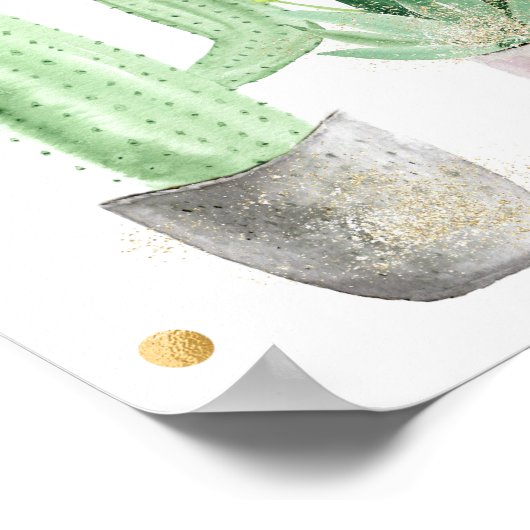 Bruiloft Feestelijke Cactus Bruidsborrel Welkom Poster (Hoek)