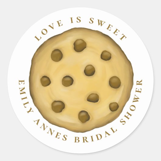 Bruiloft Feestelijke Cute Cookie Whimsical Liefde Ronde Sticker (Voorkant)