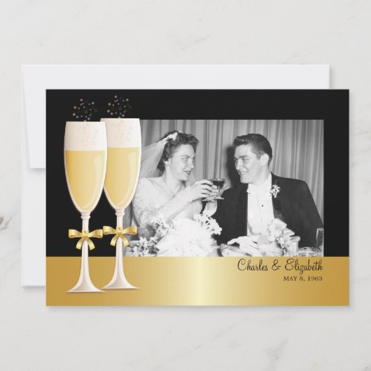 Bruiloft Feestelijke Foto 50 Jaar Getrouwd Feest Kaart (Voorkant)