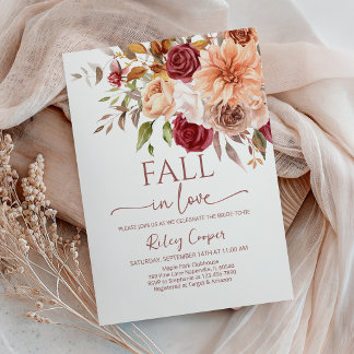 Bruiloft Feestelijke Herfst Marsala Bloemen Kaart
