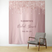 Bruiloft feestelijke stoffige roze gouden druppels wandkleed (In situ)