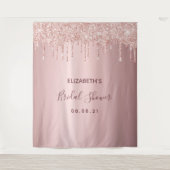 Bruiloft feestelijke stoffige roze gouden druppels wandkleed (Voorkant)