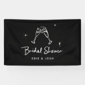 Bruiloft feestje modern natuurlijk elegant handges spandoek (Horizontaal)