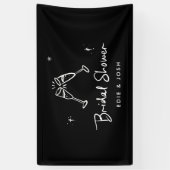 Bruiloft feestje modern natuurlijk elegant handges spandoek (Verticaal)