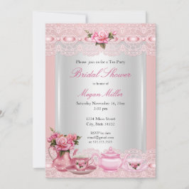 Bruiloft Feestje Mooie Roze rozen High Tea Feest Kaart