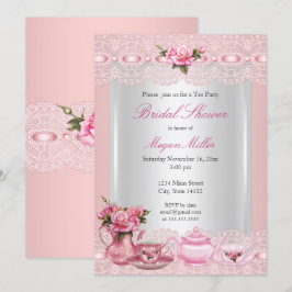 Bruiloft Feestje Mooie Roze rozen High Tea Feest Kaart