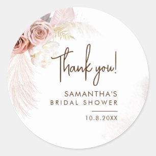 Bruiloft Feestje Pampas Gras Boho Ronde Sticker