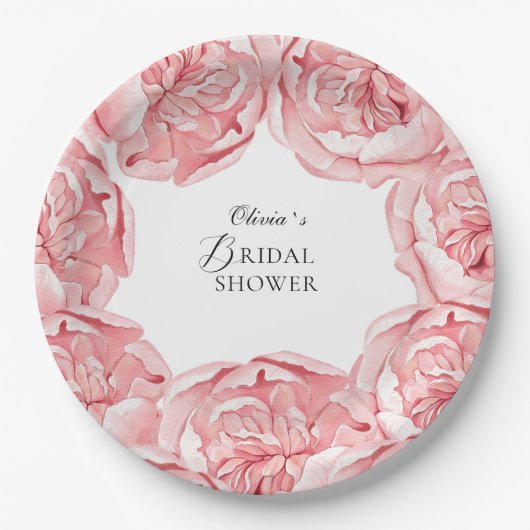 Bruiloft Feestservies Bloemen Papieren Bordje (Voorkant)