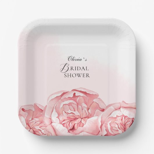 Bruiloft Feestservies Bloemen Papieren Bordje (Voorkant)