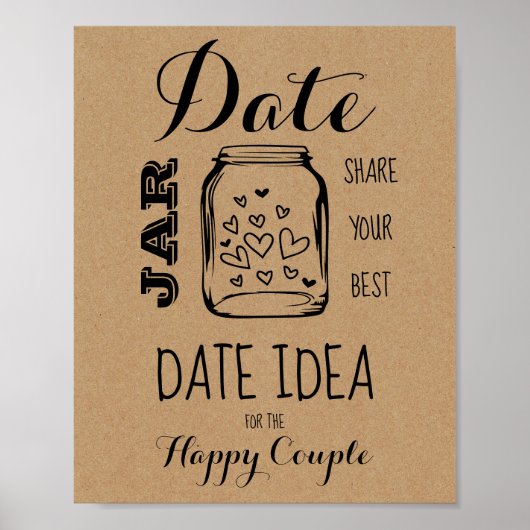 Bruiloft Feestspel Datum Idee Bord Poster (Voorkant)