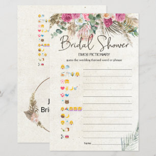Bruiloft Feestspel Emoji Pictionary Pastel Boho 