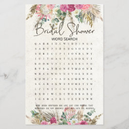Bruiloft Feestspel Woordzoeken Pastel Boho Neutraa
