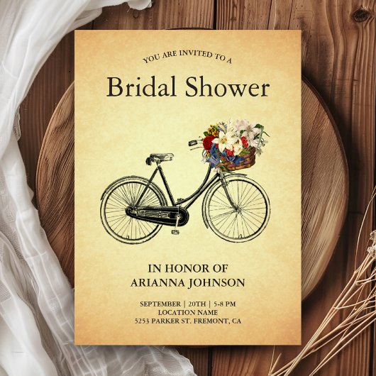 Bruiloft Fiets Bruidsshower Oudvintage Kaart