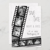 Bruiloft Film Rustic Modern Foto Save the Date Kaart (Voorkant / Achterkant)