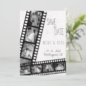 Bruiloft Film Rustieke Moderne Foto Save the Date Kaart (Staand voorkant)