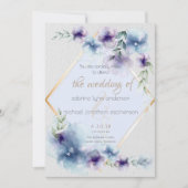 Bruiloft | Floral van blauwe en gewelddadige Water Kaart (Voorkant)