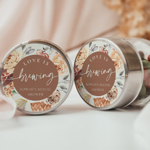 Bruiloft Florale Koffie Thema Liefde is aan het Br Ronde Sticker
