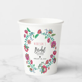 Bruiloft Folk Bloem Papier Bekers Rustiek