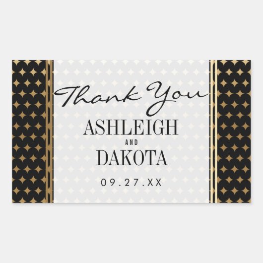 Bruiloft | Formele gouden gradiënt diamanten op zw Rechthoekige Sticker (Voorkant)