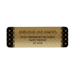 Bruiloft Formele gouden patroon op zwart Etiket