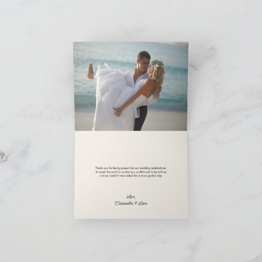 Bruiloft foto 2 Afbeelding strand thema Bedankkaart (Binnen)