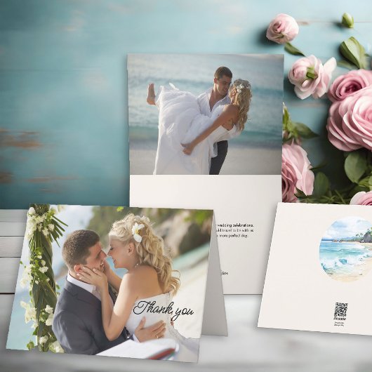 Bruiloft foto 2 Afbeelding strand thema Bedankkaart