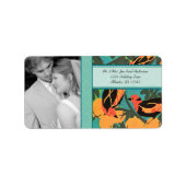 Bruiloft Foto Art Deco Vogels RSVP of Dank u Etiket (Voorkant)