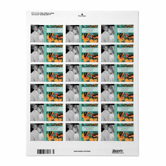 Bruiloft Foto Art Deco Vogels RSVP of Dank u Etiket (Full Sheet)