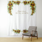 Bruiloft Foto Booth met Landelijke Zonnebloemen Wandkleed (In situ)