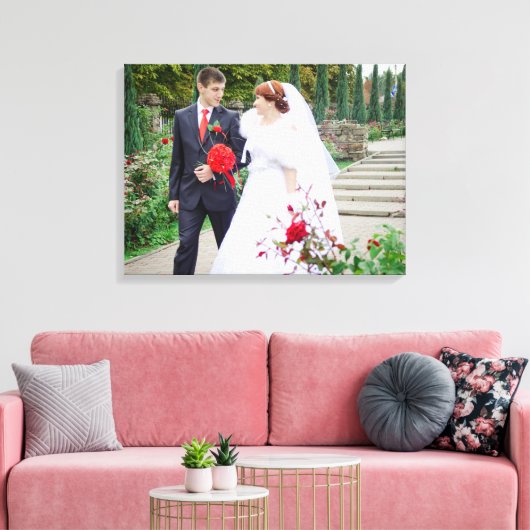 Bruiloft Foto Bruid & bruidegom Datum Namen toevoe Canvas Afdruk (Insitu (Woonkamer))
