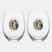 Bruiloft foto bruid bruidegom gepersonaliseerd ele wijnglas zonder voet (Voorkant)