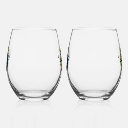 Bruiloft foto bruid bruidegom gepersonaliseerd ele wijnglas zonder voet (Rechts)