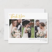 Bruiloft foto collage hand geletterd dank u notitiekaartje (Voorkant)