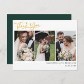 Bruiloft foto collage hand geletterd dank u notitiekaartje (Voorkant / Achterkant)