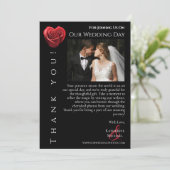 Bruiloft foto-dank u-hart vormige rode roos- kaart (Staand voorkant)