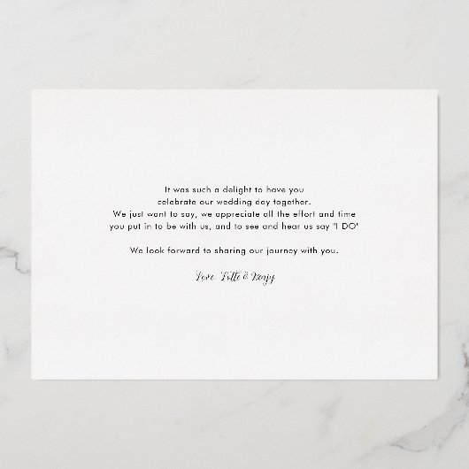 Bruiloft foto dank u Roos goudfolie Kaart (Achterkant)